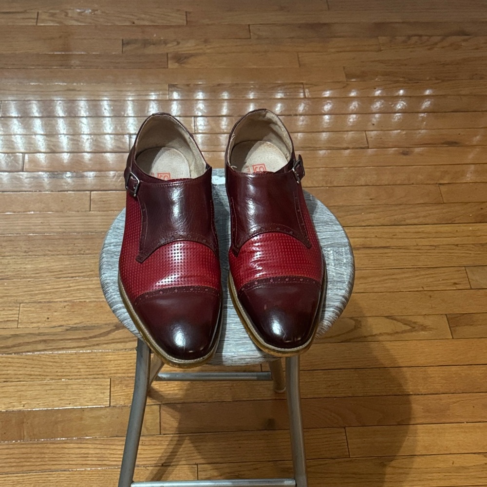 Steven Land  Red Leather  Monk Style Dress Shoes